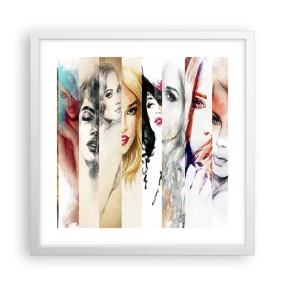 Produktbild von Gerahmtes Poster - Weißer Rahmen - Frauen Schönheit Dame Illustration - 40x40 cm - Wand Bild - Wanddeko - Wandbilder - Wandposter - Bilderrahmen - Bilder - Kunstdruck - Wandbild - P2WAC40x40-3012