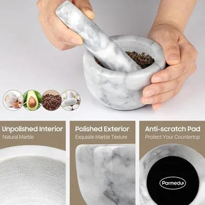 Zdjęcie produktu dla Zestaw moździerzy Famanu wykonany z marmuru - wysokość 6 cm, szerokość 10 cm