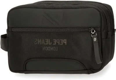Productafbeelding van Twee-vakken Toilettas Aanpasbaar - Zwart - 26 x 16 x 12 cm - Polyester