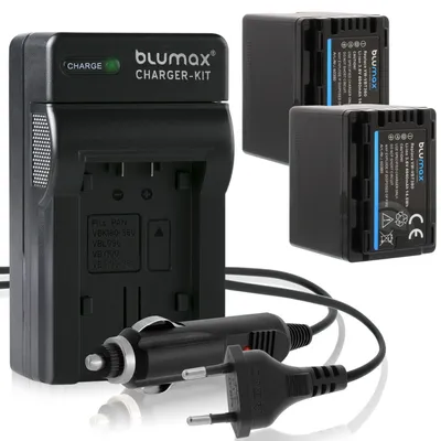Produktbild von 2x Akku + Lader für Panasonic VW-VBT380 HC-V550 VXF999 SDR-T76 4040 mAh