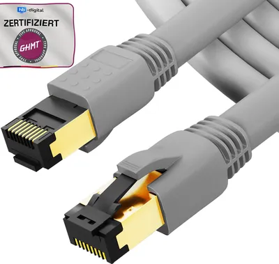 Produktbild von hb-digital 7.5m RJ45 Patchkabel CAT 8.1 S/FTP LSZH grau