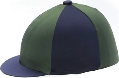 Produktbild von Hy  Elasthan-Reithelmüberzug, seidig glänzend, zweifarbig BZ506 (Einheitsgröße) (Grün/Marineblau)