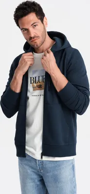 Obrázek produktu pro Ombre Clothing Pánská mikina na zip Agoina tmavě modrá XL