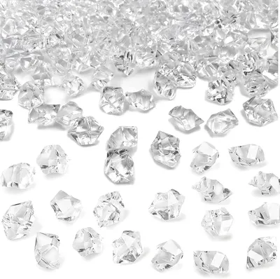 Imagen del producto de Cubitos de hielo de plástico transparentes con efecto iridiscente, 150 unidades, de acrílico, piedras decorativas para la cocina
