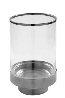 Fink Windlicht mit Glas Kalux grau, klar Eisen, Glas Höhe 35 cm