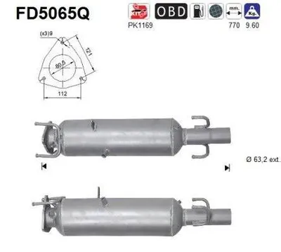 Produktbild von AS FD5065Q Dieselpartikelfilter Rußpartikelfilter DPF für FIAT Ducato Kastenwagen (250, 290) Euro 5 Abgasanlage Diesel