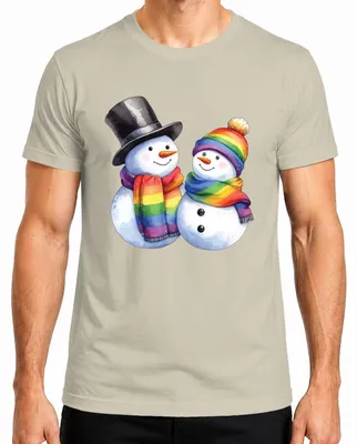 Zdjęcie produktu dla LGBTQ+ Snowmen - Christmas Gift Świąteczna koszulka męska, Nature, XXL