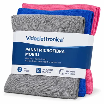 Obrázok produktu pre vidoelettronica® Mikrovláknové utierky na nábytok, 3 kusy, univerzálne čistiace utierky