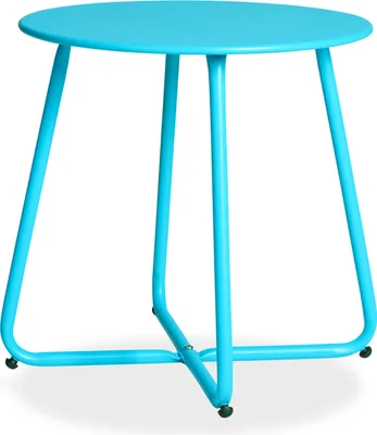 Image de Table basse ronde Table de jardin Table d'appoint Métal Massif Bleu Table exterieur