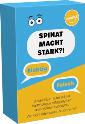 Produktbild von Winkee - Spinat mach Stark Quiz | Lustiges Kartenspiel | 100 Quizfragen | Wissensspiel