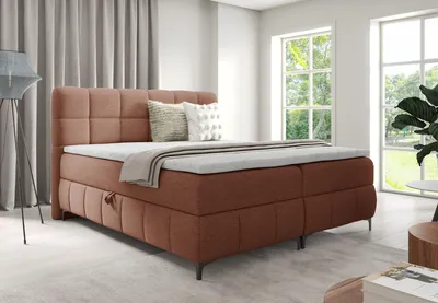 Obrázek produktu pro Postel s pružinovou základnou a úložným prostorem, včetně vrchní matrace | Pružinový jádro Bonell | 160x200 cm, barva: oranžová