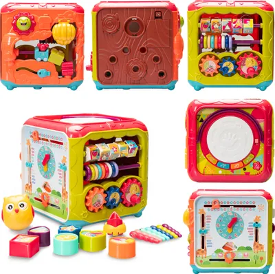 Immagine prodotto di Cubo di attività COIL 6in1 giocattolo educativo di selezione delle forme, cubo sensoriale luminoso, rosso