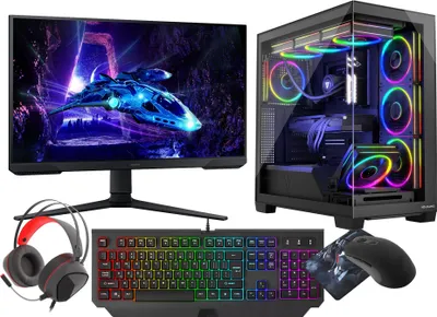 Produktbild von VIST Gaming PC Komplett Set AMD Ryzen 7 8700F RTX 5060 32GB SSD 1TB WiFi W11 LCD 24" 180Hz