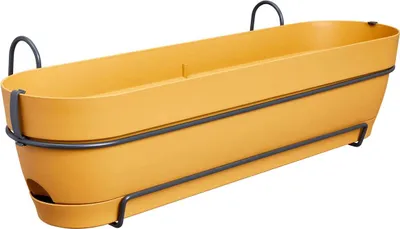 Produktbild von elho® Vibia campana Pflanzkasten Honiggelb 70 cm mit Halter allin1 - Kunststoff