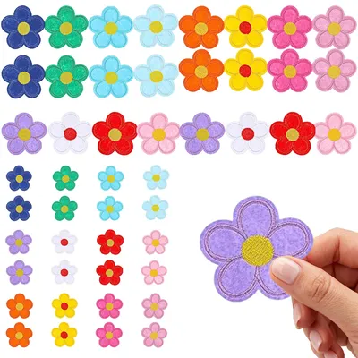 Blumen-Stickbügelbilder zur Kleidungsreparatur, 48 Stück