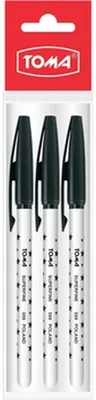 Productafbeelding van Superfine zwarte balpen, 3 stuks - TOMA