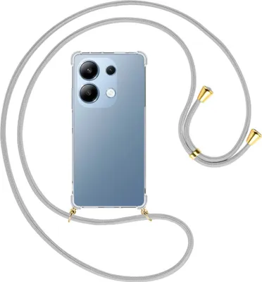 Produktbild von Handykette Backcover-Schutzhülle mit Band (Metall goldfarben) für Xiaomi Redmi Note 13 Pro 4G - silbergrau