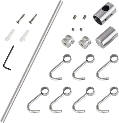 Produktbild von Zimtky Hakenleiste Edelstahl, 7 bewegliche Haken, 3cm Wandabstand, für Küche, Bad, Wohnzimmer