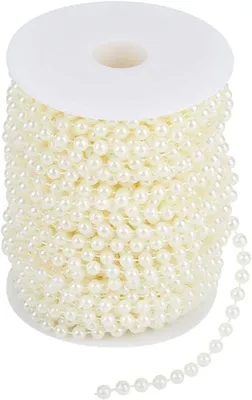 Imagen del producto de Collar de perlas artificiales, 6 mm de diámetro, 25 metros de largo, color beige, para decoración