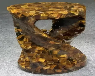 Produktbild von Brauner Tigers Eye Tisch Edler Epoxidharz Wohnzimmer Beistelltisch