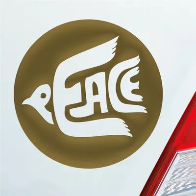 Produktbild von Auto Aufkleber Peace 70s Weltfrieden Taube Frieden 10x10 cm Gold Sticker Heckscheibenaufkleber