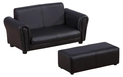 Produktbild von Kindersessel mit Fu?hocker, Kindercouch mit Hocker, Kindersofa, Sofa Sessel, Schwarz, 83 x 42 x 41 cm