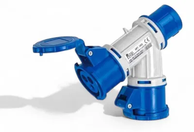 Zdjęcie produktu dla Przemysłowy adapter rozgałęźny z 2 wyjściami i wtyczką 16 A, stopień ochrony IP44, nr kat. 1602