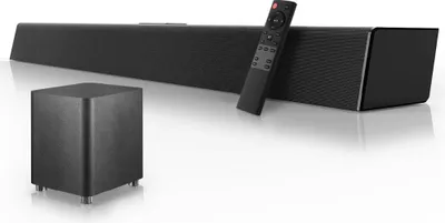 Image de 120W Système de son Home Cinéma Barre de son 2.1 Support de haut-parleurs TV Bluetooth Haut-parleurs optiques AUX coaxiaux Barre de son Subwoofer Pour TV