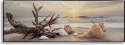 Zdjęcie produktu dla Obraz ścienny Beach lakierowany wraz z ramą -B- 152 x 52 x 4 cm