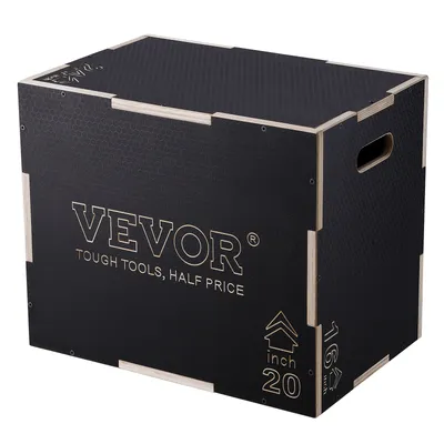 Obrázek produktu pro VEVOR 3 v 1 plyometrický jump box 24/20/16-palcový plyo box, jump box jump box 204 kg nosnost, fitness cvičení step-up box pro domácí trénink, skákání silový trénink Černá nastavitelná výška