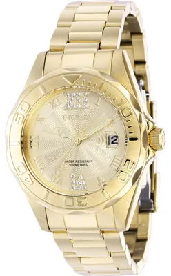 Zdjęcie produktu dla Invicta Pro Diver 42739 Zegarek damski - Mechanizm kwarcowy - Stal nierdzewna z złotą tarczą - 38 mm
