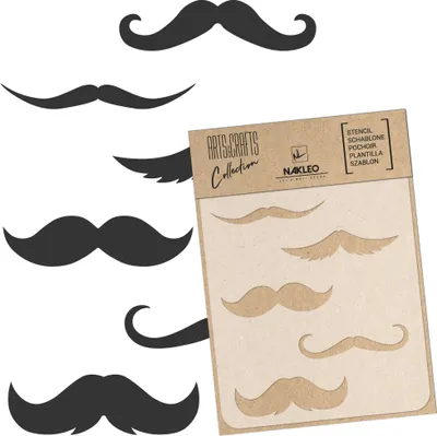 Produktbild von Malschablone für Handwerk A4 21x30cm, Schnurrbart Eleganz Barbierset Muster, Wiederverwendbare Kunststoff DIY & Scrapbooking Zeichenschablone