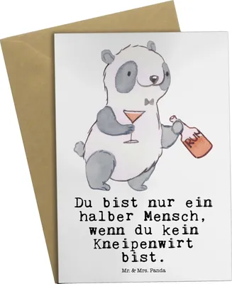 Produktbild von Mr. & Mrs. Panda Glückwunschkarte Kneipenwirt Herz - Weiß - Geschenk, Bar, Gaststätte, osterkarte, Grußkarten, Beileidskarte, Rum, weihnachtskarten, einladungskarten