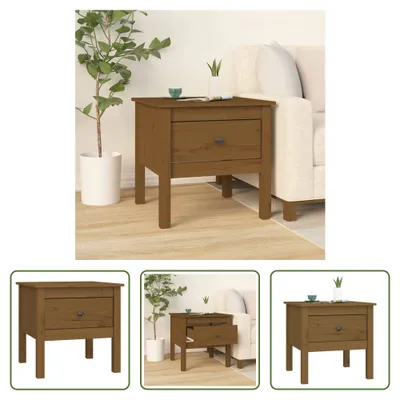 Immagine prodotto di The Living Store tavolino marrone miele 50x50x49 cm in legno di pino massiccio