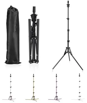 Zdjęcie produktu dla Stojak na perukę regulowany 160 cm metalowy do manekinów fryzjerskich