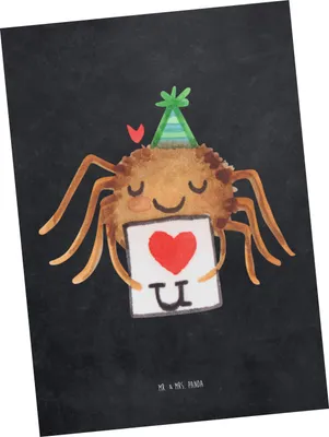 Produktbild von Mr. & Mrs. Panda einzelkarte Spinne Agathe Brief - Kreidetafel - Geschenk, Treuetest, bildkarte, Postkarten, Liebesgeschenk, Postkarte, Liebesbeweis, Liebespaar, Verliebt