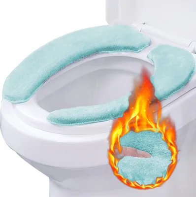 Produktbild von Paar Toilettensitzbezüge, beheizbarer Toilettensitzbezug, Toilettenauflage Sticktyp waschbarer Toilettensitz Toilettenheizkissen für Universal-Toilettensitz, Toilettensitzbezug