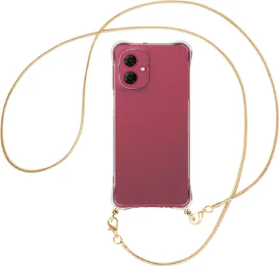 Produktbild von Handykette Backcover-Schutzhülle mit Band (Metall goldfarben) für Motorola Moto G55 5G - goldfarbene Snake-Kette