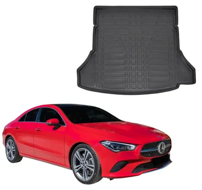 Produktbild von SCOUTT | Kofferraumwanne Laderaumwanne Kompatibel mit Mercedes CLA ab 2019, mit Hoher Rand, Kofferraum-Schutzmatte, Geriffelt, Aufrollbar, Schwarz