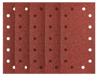 Produktbild von Schleifpapier mit Klettverschluss, 115 x 230 mm, Körnung P100, 5 Stück, mit 14 Löchern