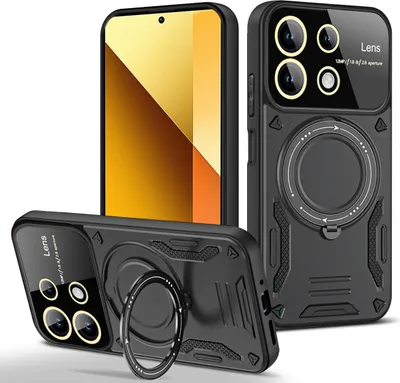 Produktbild von Rüstung Handyhülle für Xiaomi Redmi Note 13 5G Dual-Layer Ringhalter Ständer Hülle Schwarz