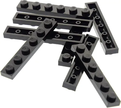 Produktbild von 8x Lego Bau Stein 1x6 Platte schwarz Leiste 8479 10018 10188 3666