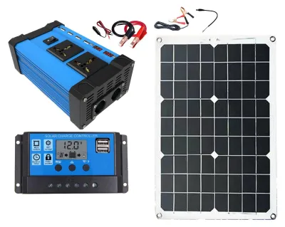 Produktbild von Solargeneratorsystem 300 W 12 V auf 220 V Wechselrichter 18 W 18 V Panel mit Controller für Strom