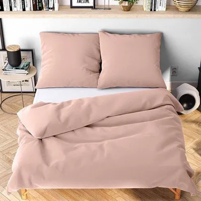 Produktbild von Bettwäsche 135 x 200 cm, 4-teilig, rosa, weich und faltenfrei, 2 x Bettüberwurf + 2 x Kissenbezug 80 x 80 cm, Bettwäsche für das ganze Jahr