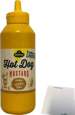 Produktbild von Kühne Senf Hot Dog Mustard cremig milder Senf (250ml Squeeze Flasche) + usy Block