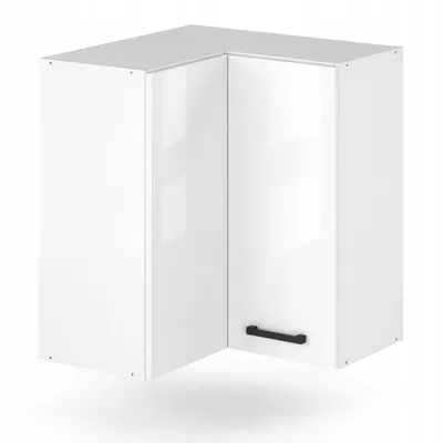 Produktbild von ULWEHOME Eck-Hängeschrank 60x60 mit 2 Fronten, Weiß Hochglanz | Küchenmöbel System EKO