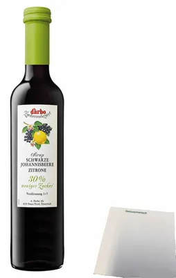 Produktbild von Darbo Fruchtsirup Schwarze Johannisbeere Zitrone Zuckerreduziert (0,5l Flasche) + usy Block