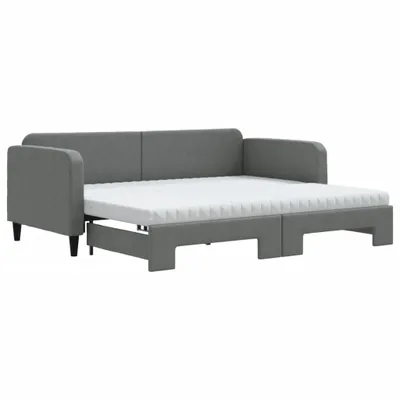 Obrázek produktu pro vidaXL Rozkládací denní postel s matracemi Tmavě šedá 90x190 cm Látka