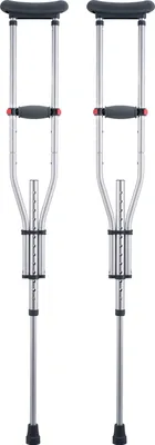 Immagine prodotto di SucceBuy stampelle per avambraccio, stampelle in alluminio leggere e regolabili in altezza in 13 posizioni, con morbide imbottiture per l'avambraccio, per adulti e giovani, supporto per lesioni alle gambe e operazioni