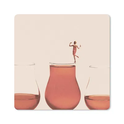 Produktbild von MuchoWow® Mauspad Mousepad Frau - Wein - Jahrgang 20x20 cm - Mousepads - Maus Mat - Pad - Mausunterlage - Desk Mat - Bureauartikeln